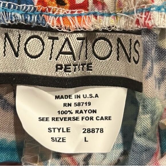 Notations vintage Hawaiian print button down top & pull on pants size LP NWT - Picture 12 of 13